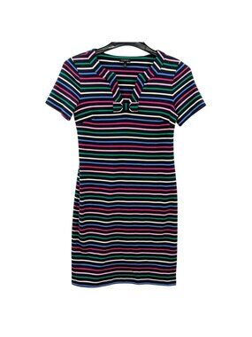 Talbots Striped Bow Shift Dress Preppy Coastal‎ Comfort Colorful Vacation Small